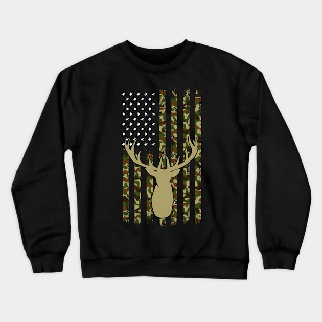 Buck Hunting Patriot For Bowhunting Bow Hunter Enthusiast Crewneck Sweatshirt by sBag-Designs